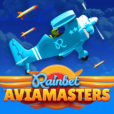 Screenshot of the Avia Masters slot game interface showing reels with plane symbols and cockpit background